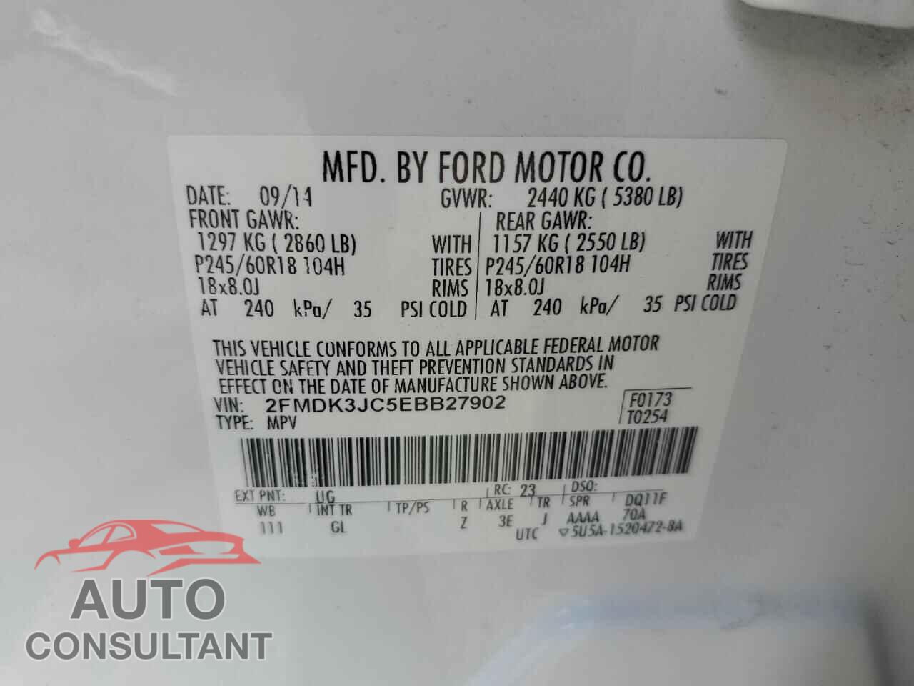 FORD EDGE 2014 - 2FMDK3JC5EBB27902