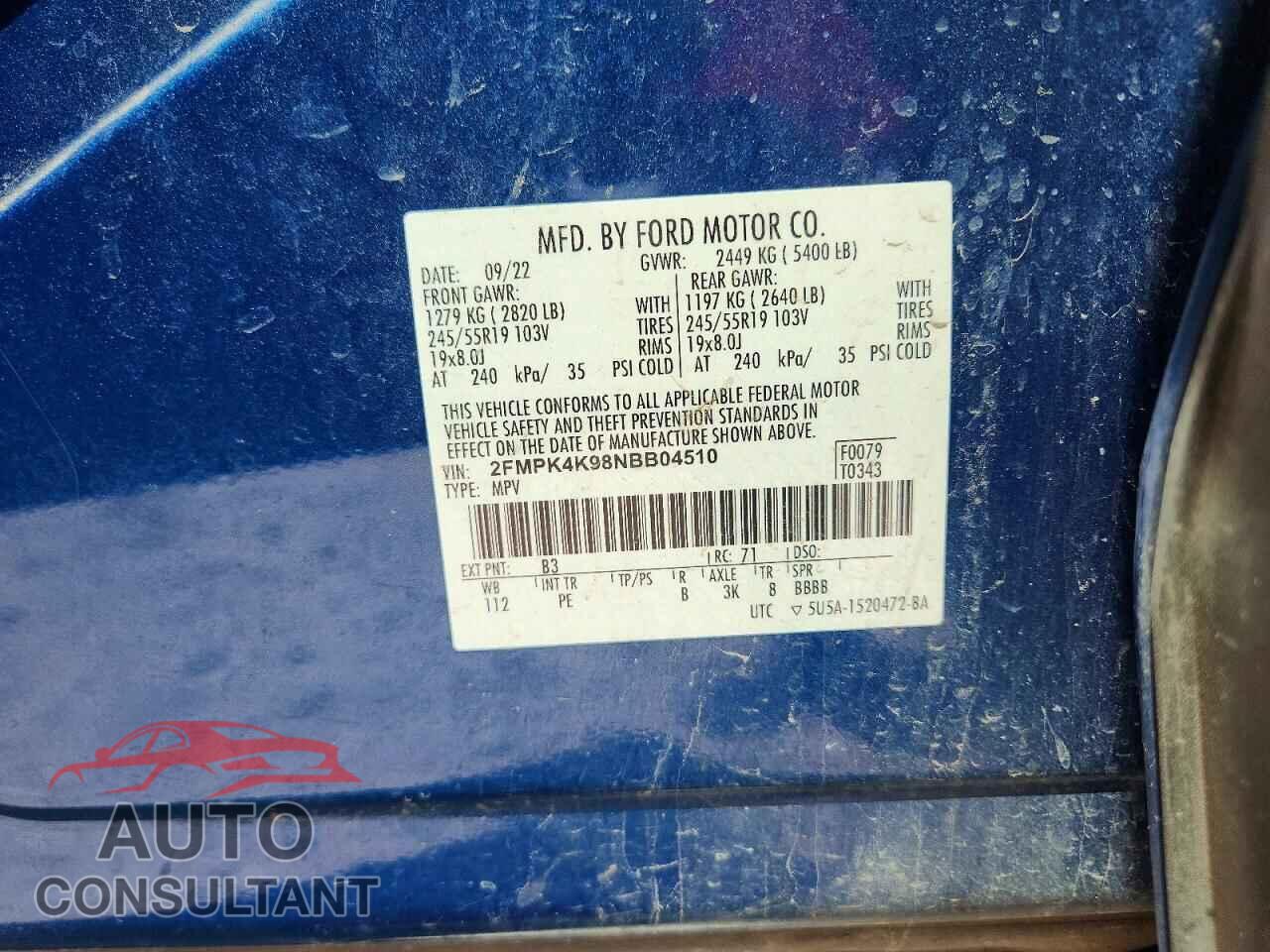 FORD EDGE 2022 - 2FMPK4K98NBB04510