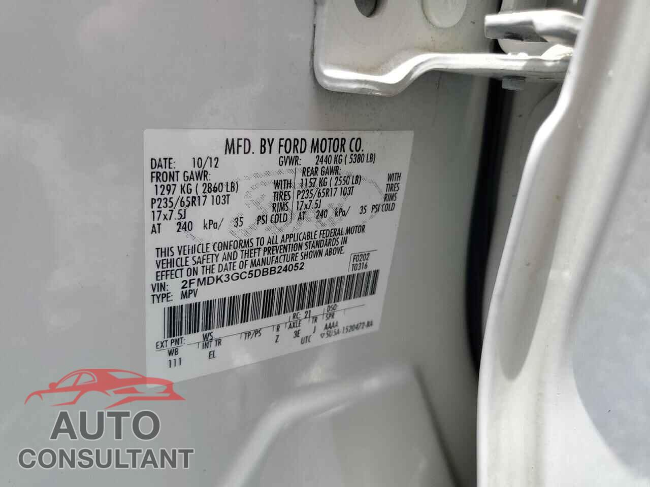FORD EDGE 2013 - 2FMDK3GC5DBB24052