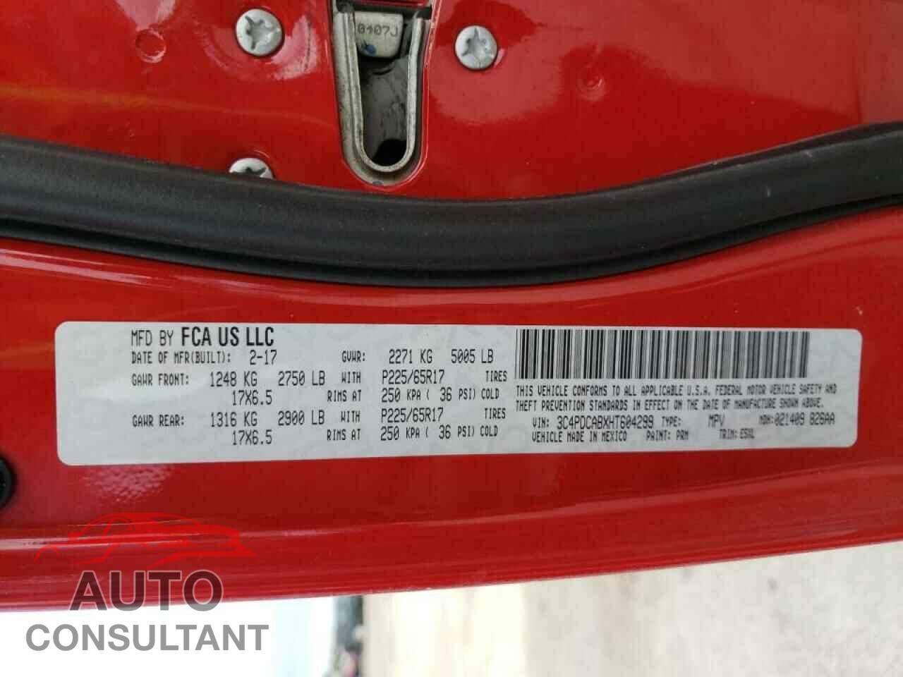 DODGE JOURNEY 2017 - 3C4PDCABXHT604299