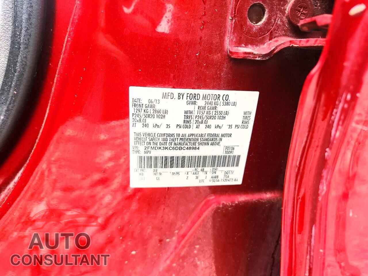FORD EDGE 2013 - 2FMDK3KC6DBC48984