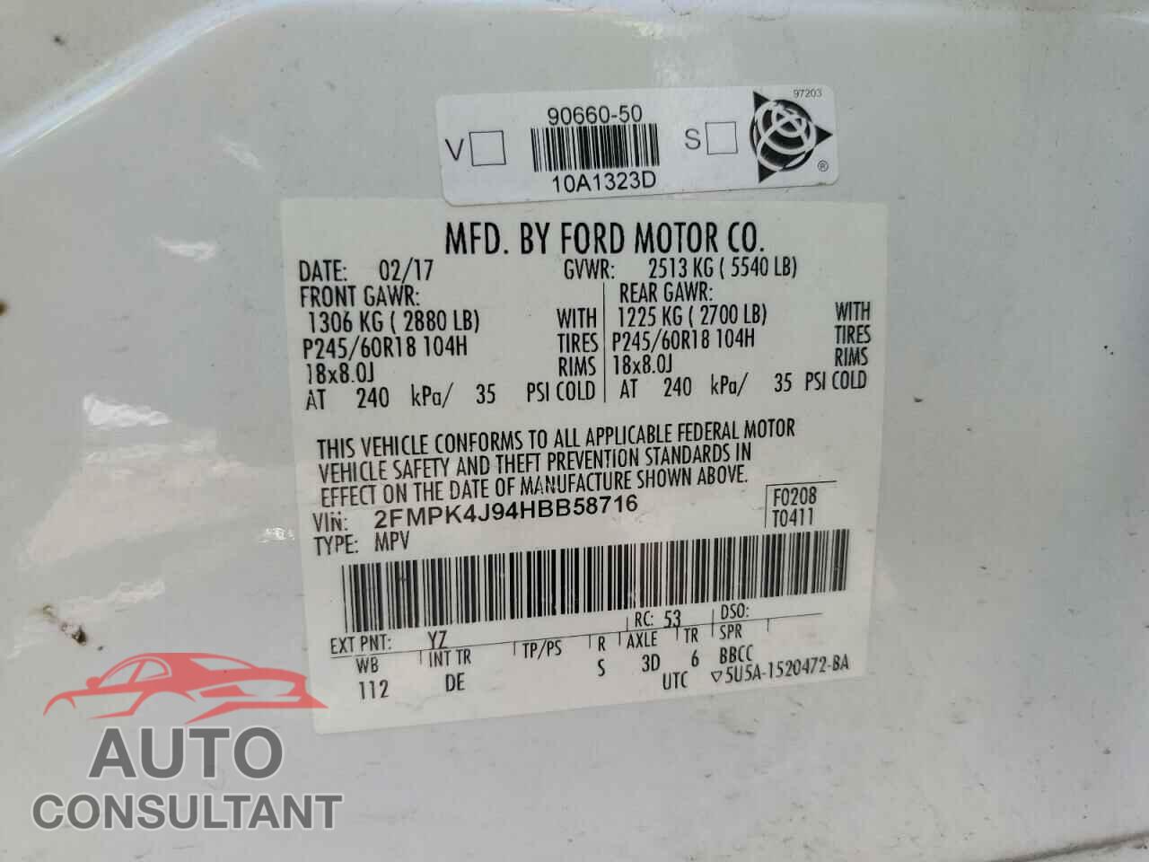 FORD EDGE 2017 - 2FMPK4J94HBB58716