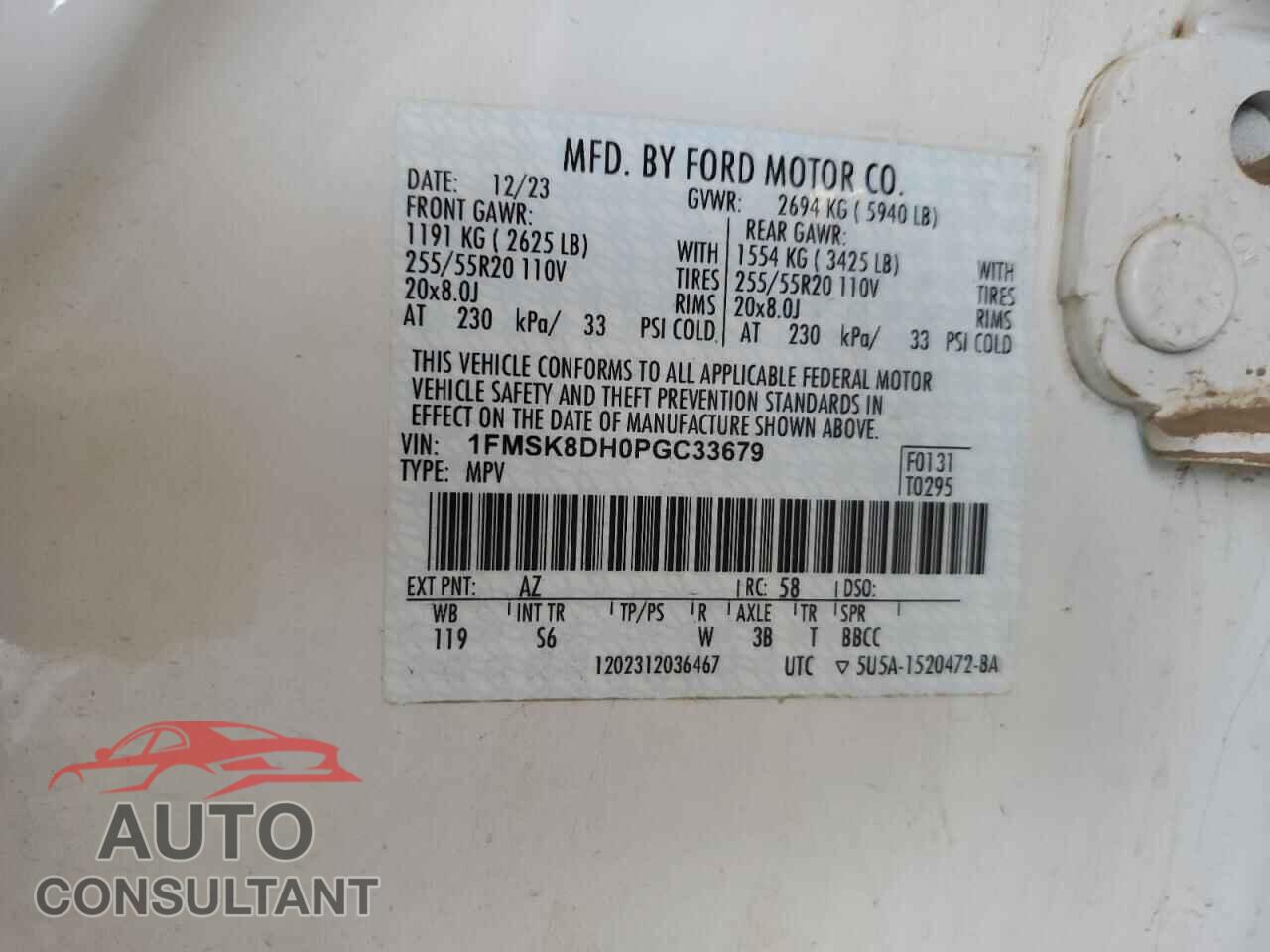 FORD EXPLORER 2023 - 1FMSK8DH0PGC33679