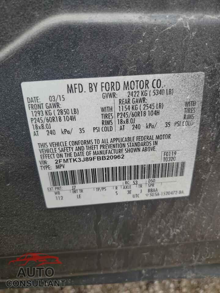 FORD EDGE 2015 - 2FMTK3J89FBB20962