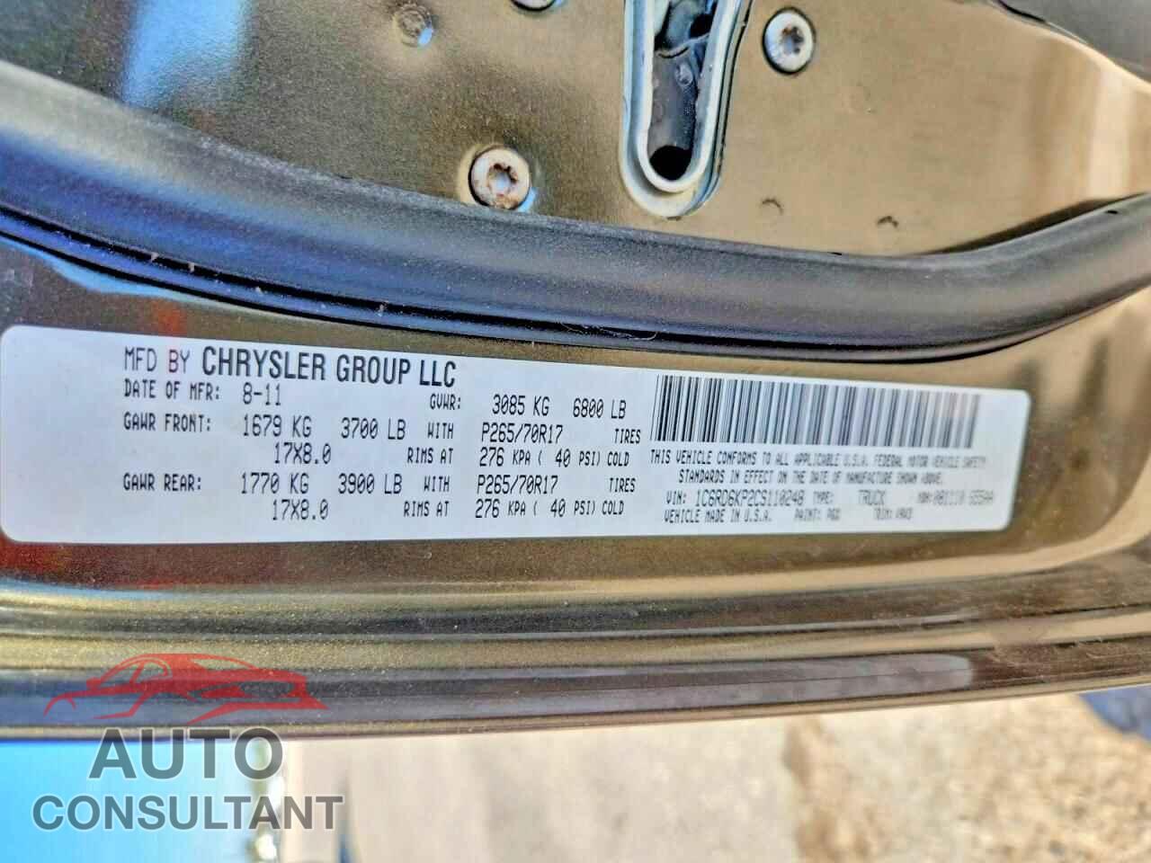 DODGE RAM 1500 2012 - 1C6RD6KP2CS110248