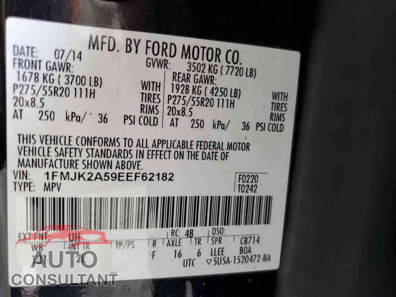 FORD EXPEDITION 2014 - 1FMJK2A59EEF62182