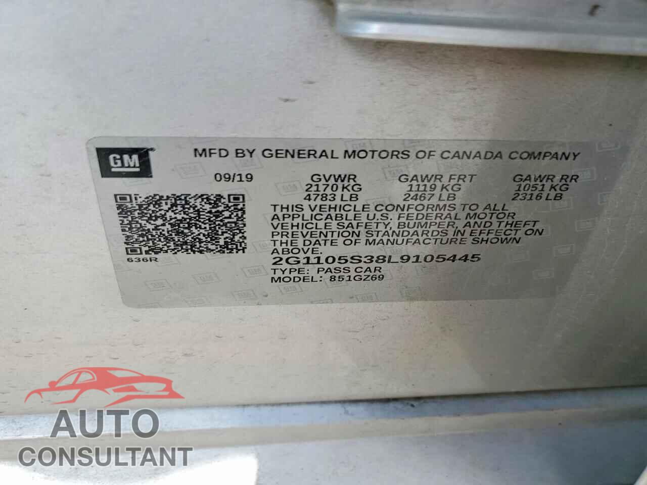 CHEVROLET IMPALA 2020 - 2G1105S38L9105445