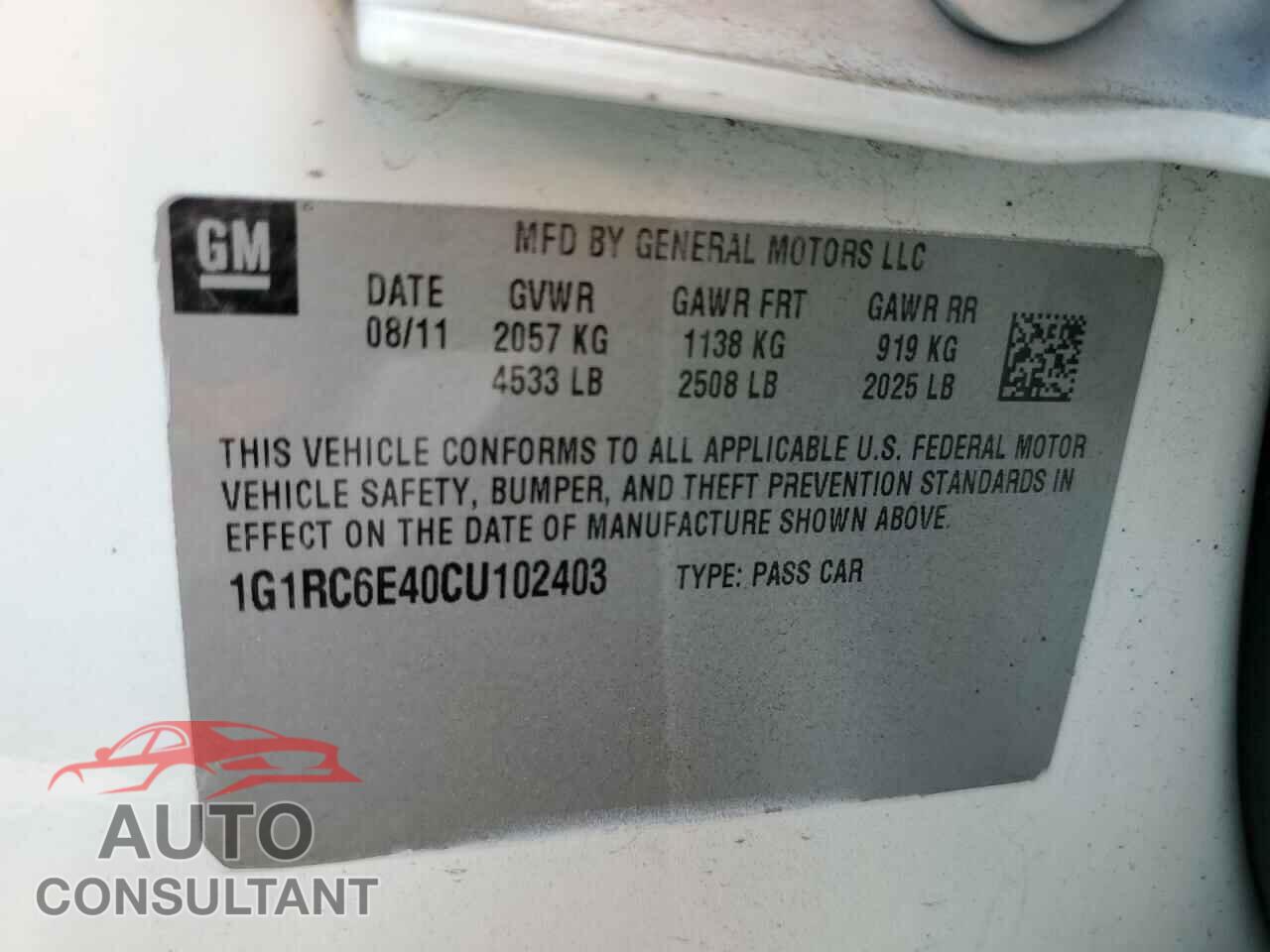 CHEVROLET VOLT 2012 - 1G1RC6E40CU102403