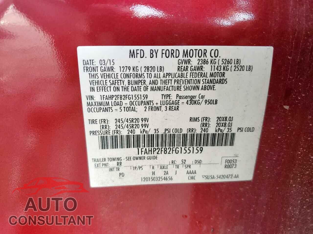 FORD TAURUS 2015 - 1FAHP2F82FG155159