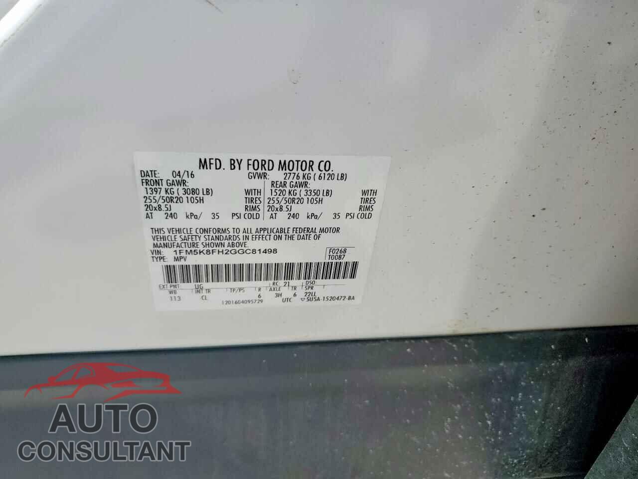 FORD EXPLORER 2016 - 1FM5K8FH2GGC81498