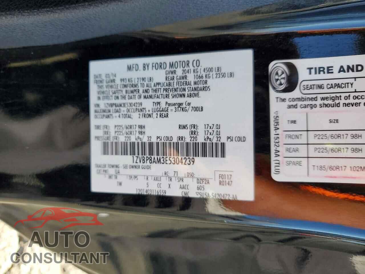FORD MUSTANG 2014 - 1ZVBP8AM3E5304239