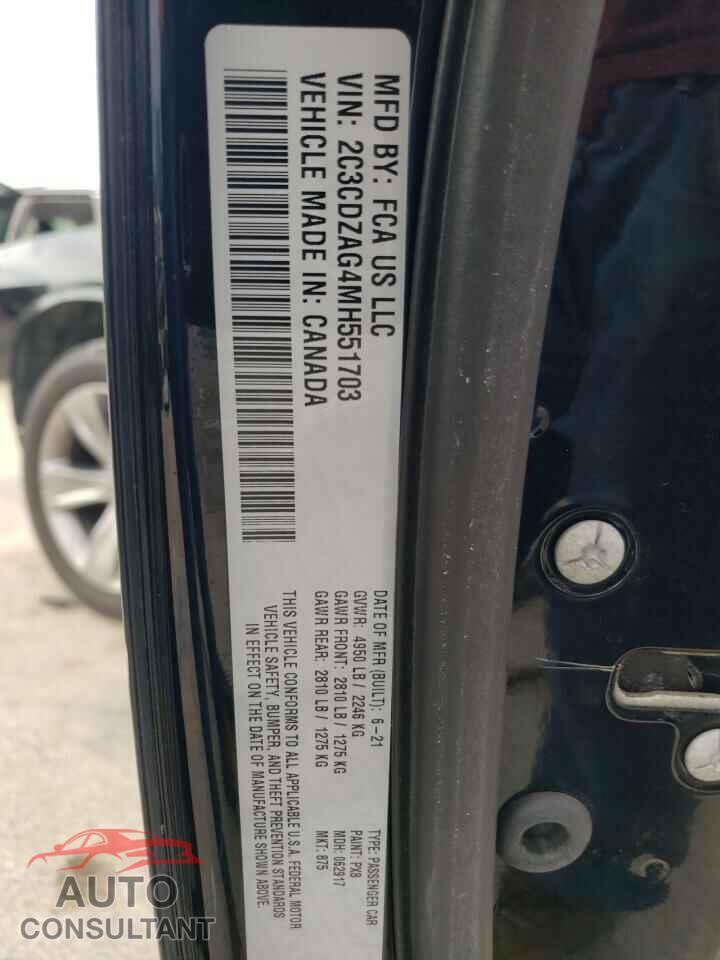DODGE CHALLENGER 2021 - 2C3CDZAG4MH551703