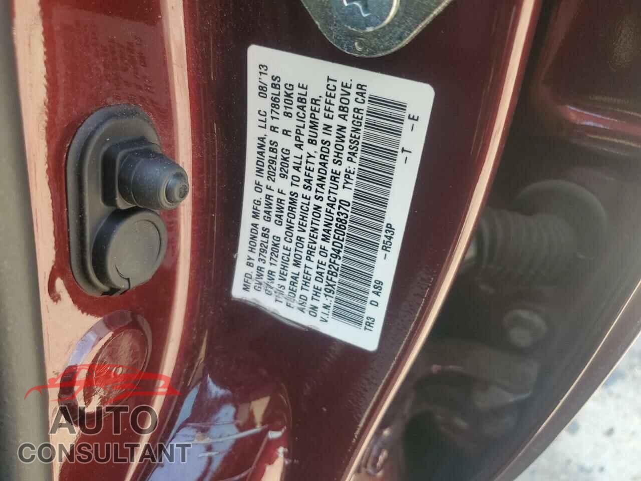 HONDA CIVIC 2013 - 19XFB2F94DE068370
