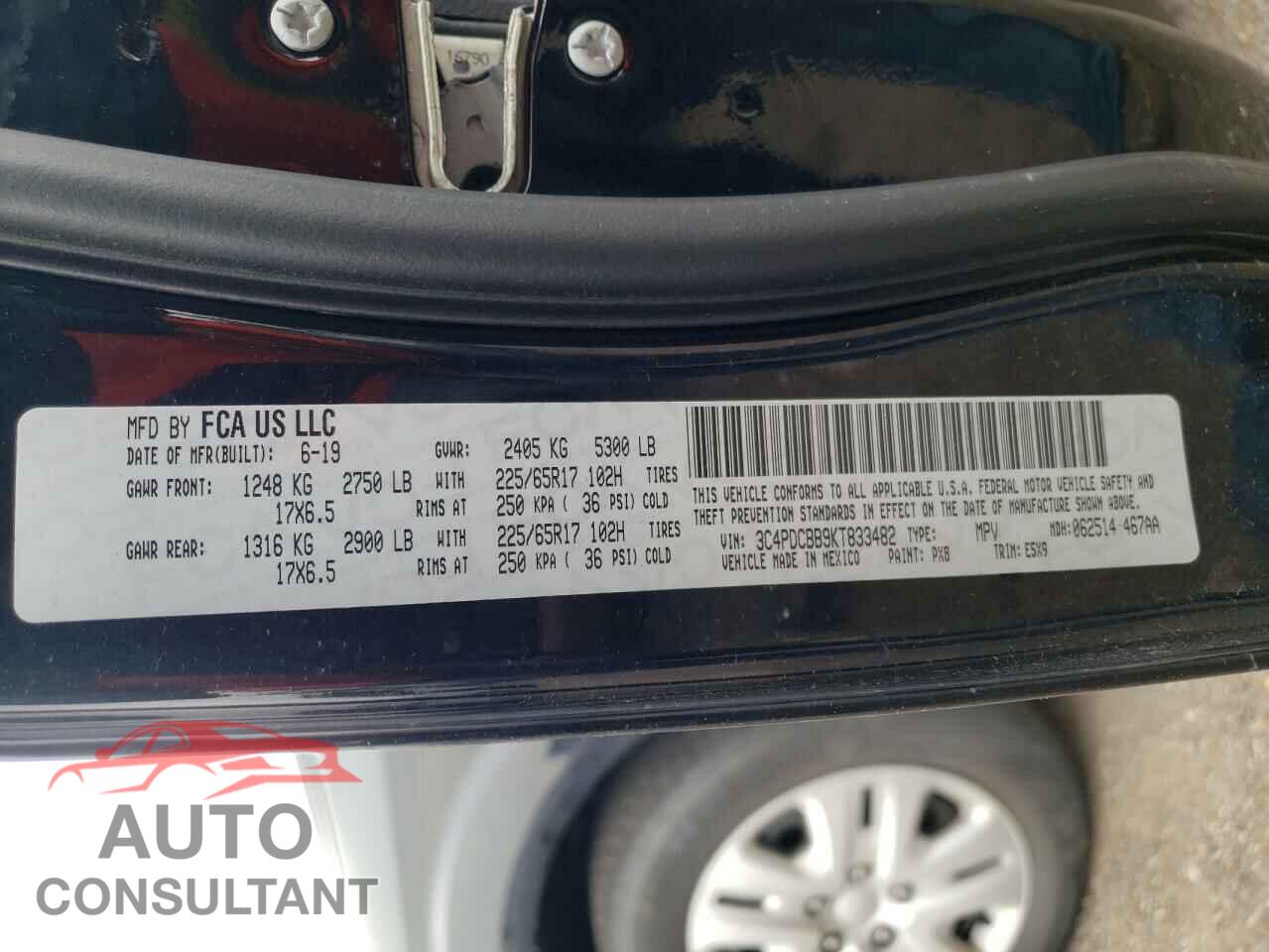 DODGE JOURNEY 2019 - 3C4PDCBB9KT833482