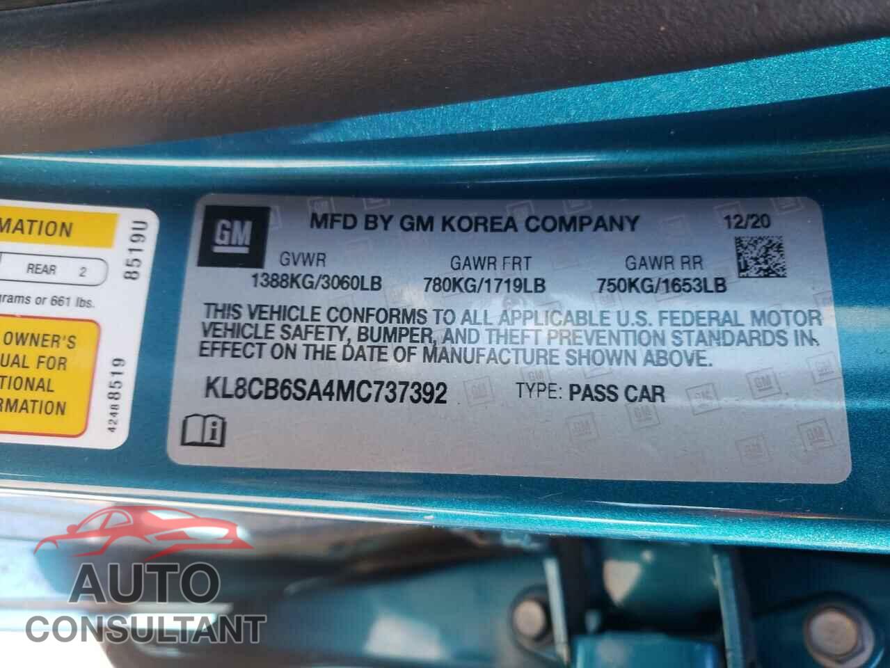 CHEVROLET SPARK 2021 - KL8CB6SA4MC737392