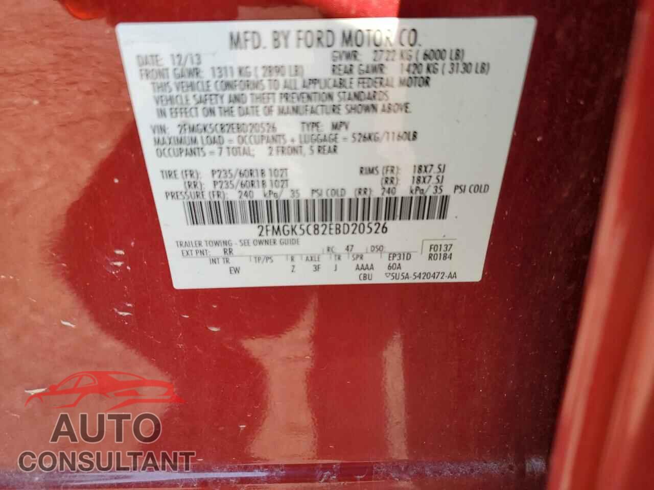 FORD FLEX 2014 - 2FMGK5C82EBD20526