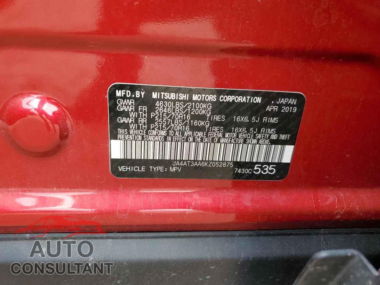 MITSUBISHI ECLIPSE 2019 - JA4AT3AA6KZ052875