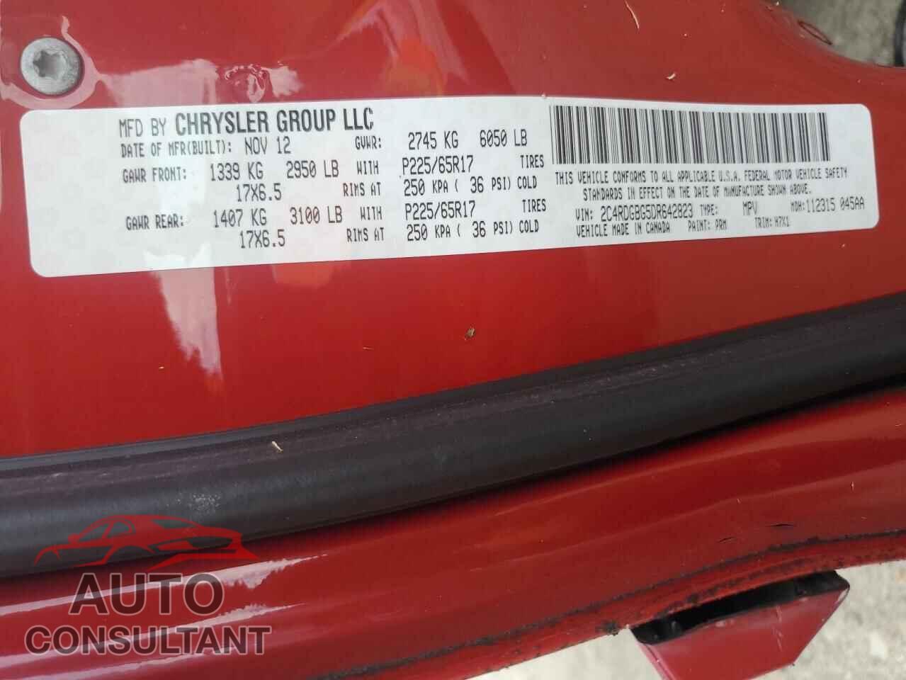 DODGE CARAVAN 2013 - 2C4RDGBG5DR642823