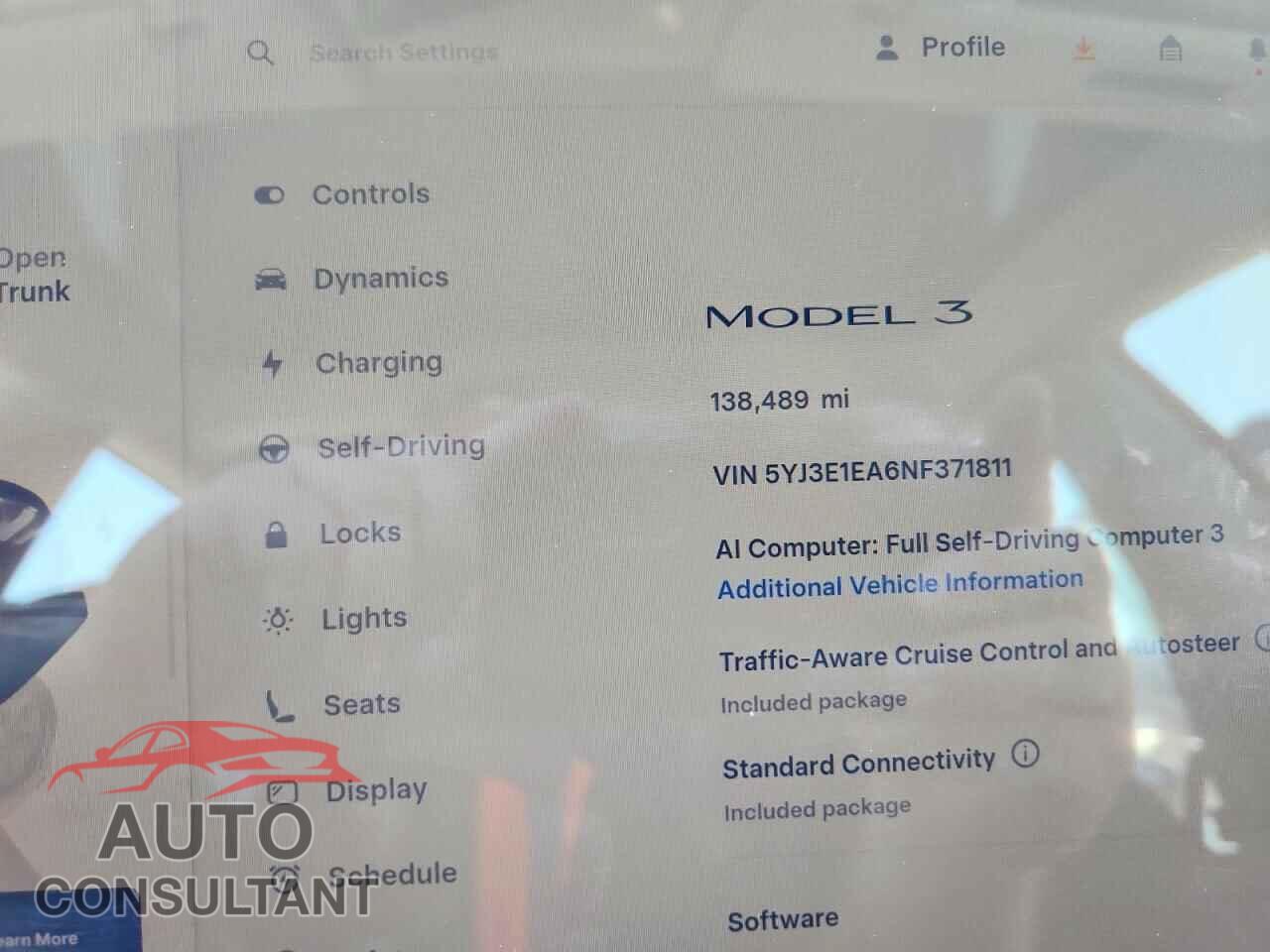 TESLA MODEL 3 2022 - 5YJ3E1EA6NF371811