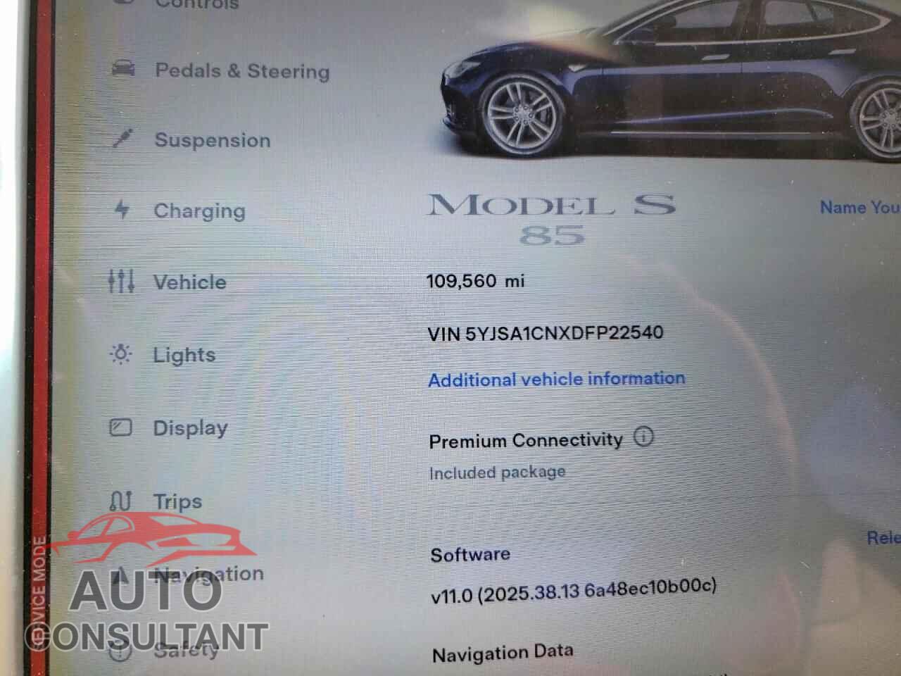 TESLA MODEL S 2013 - 5YJSA1CNXDFP22540