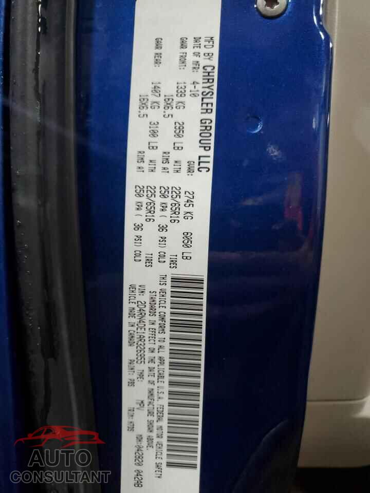 DODGE CARAVAN 2010 - 2D4RN4DE1AR326955