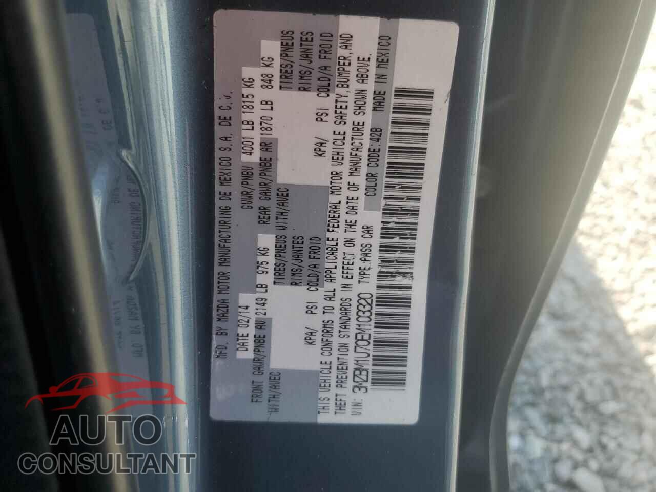 MAZDA 3 2014 - 3MZBM1U70EM103320
