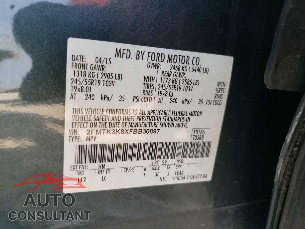 FORD EDGE 2015 - 2FMTK3K8XFBB30897