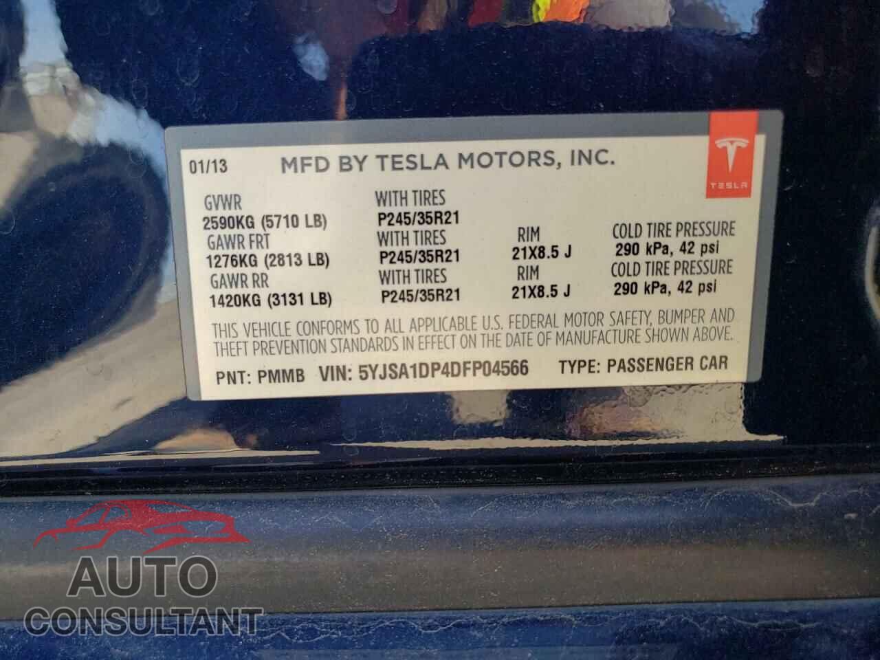 TESLA MODEL S 2013 - 5YJSA1DP4DFP04566