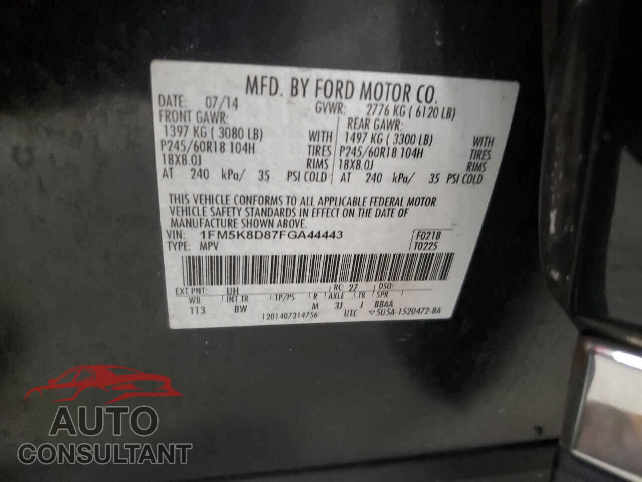 FORD EXPLORER 2015 - 1FM5K8D87FGA44443