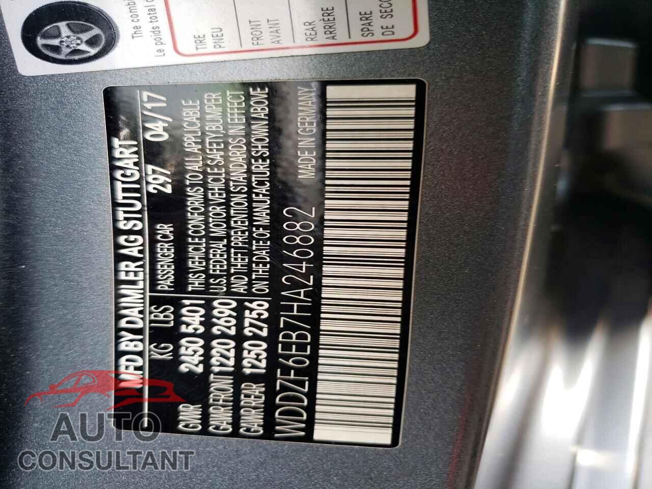 MERCEDES-BENZ E-CLASS 2017 - WDDZF6EB7HA246882