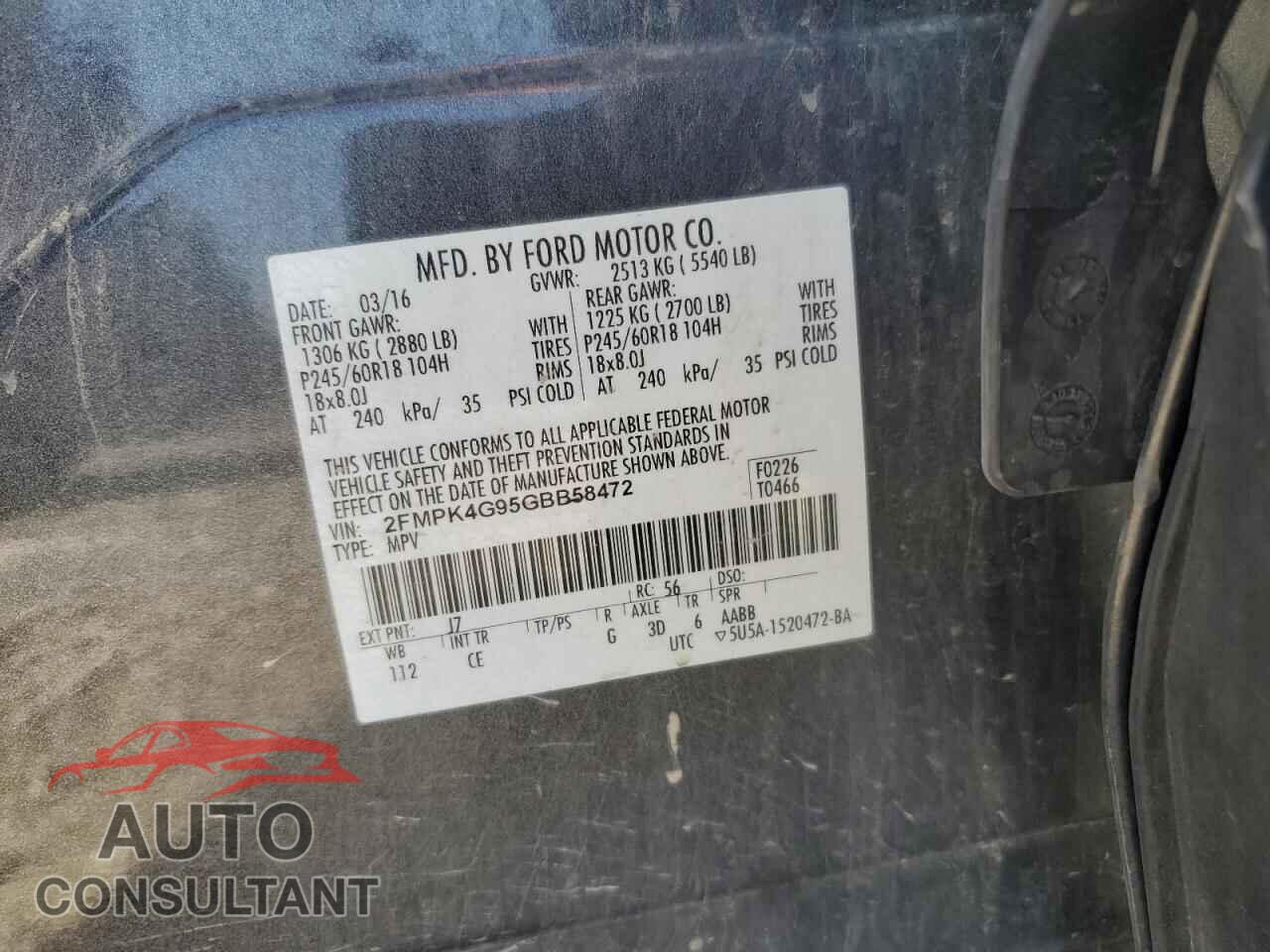 FORD EDGE 2016 - 2FMPK4G95GBB58472