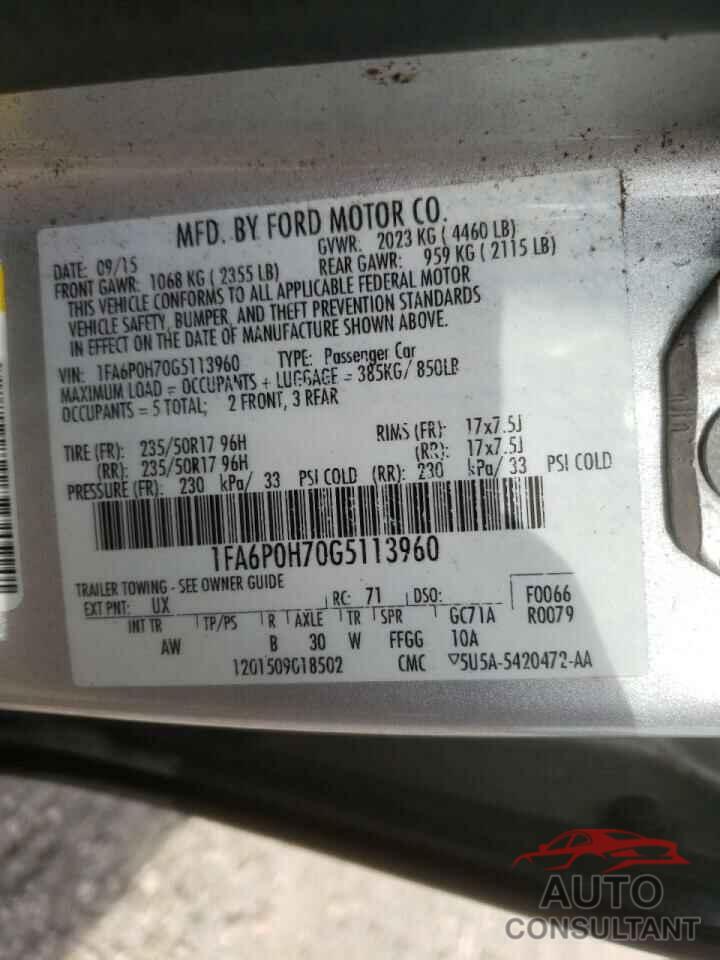 FORD FUSION 2016 - 1FA6P0H70G5113960
