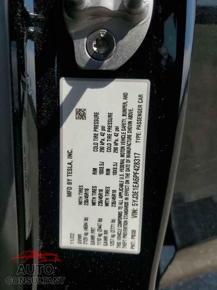 TESLA MODEL 3 2023 - 5YJ3E1EA6PF428317