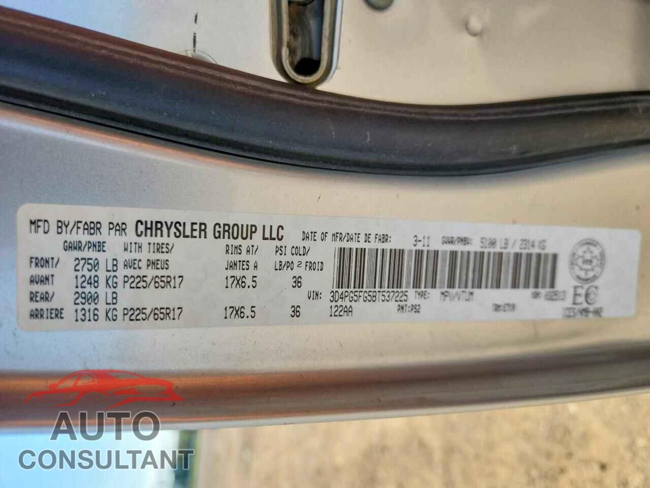 DODGE JOURNEY 2011 - 3D4PG5FG5BT537225