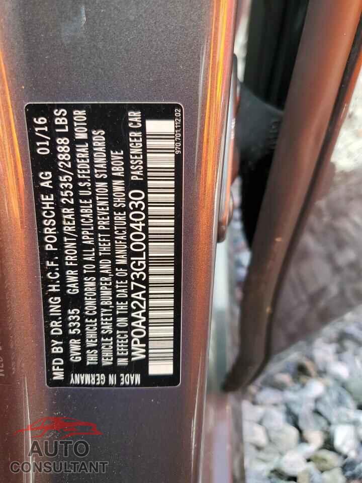PORSCHE PANAMERA 2016 - WP0AA2A73GL004030