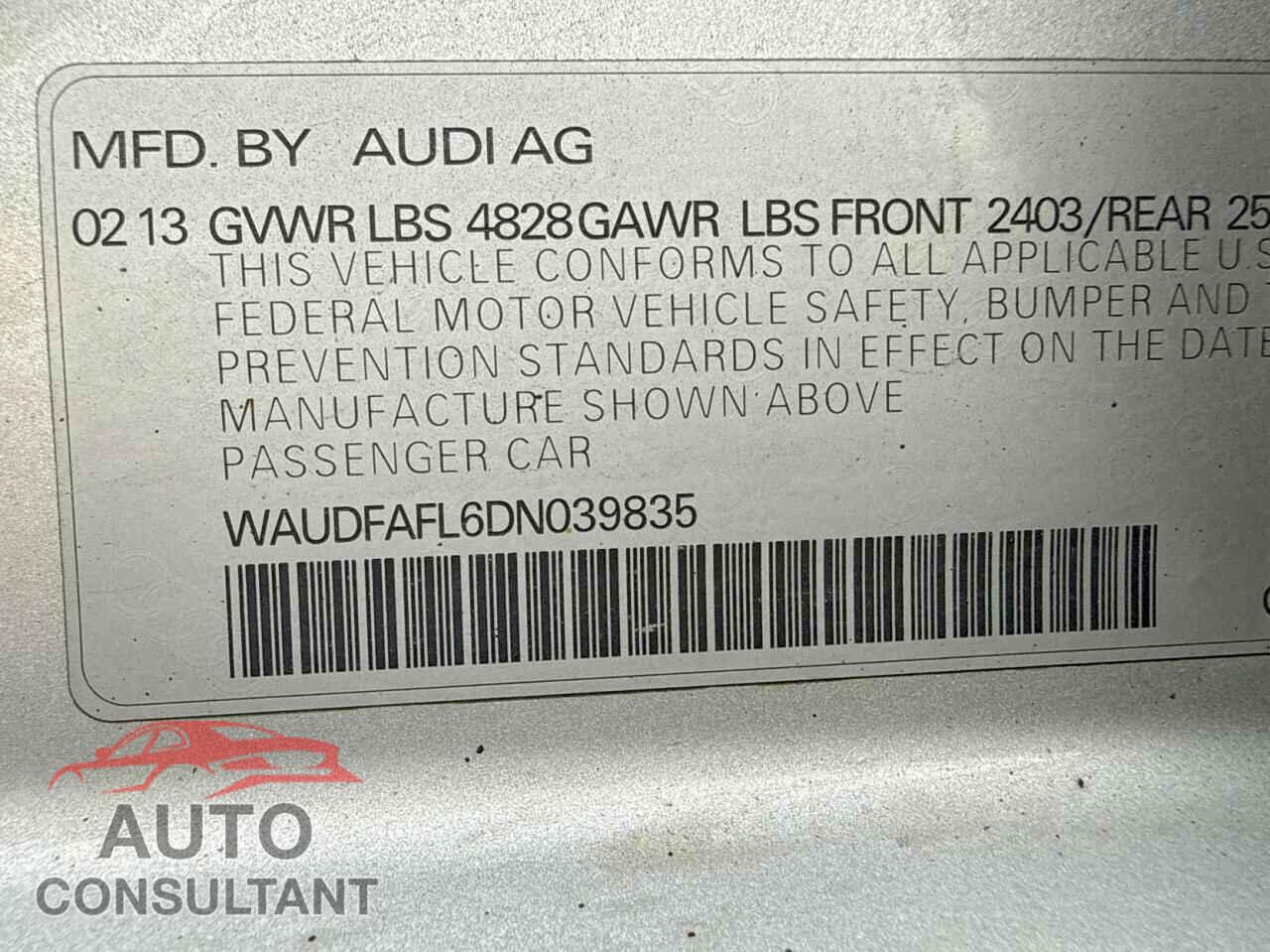AUDI A4 2013 - WAUDFAFL6DN039835