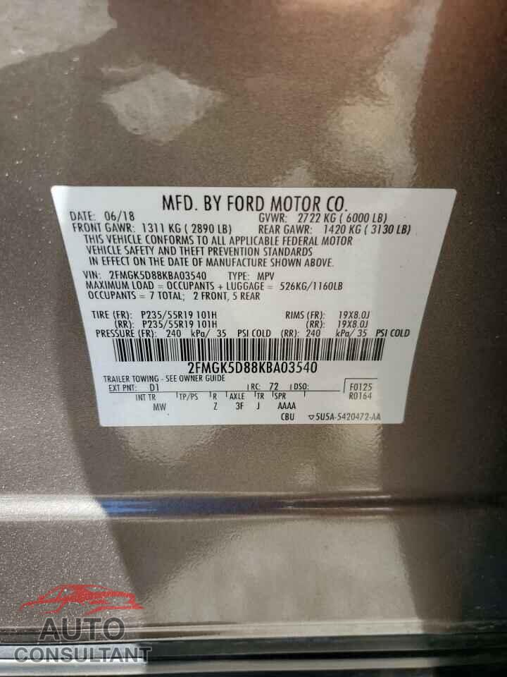 FORD FLEX 2019 - 2FMGK5D88KBA03540