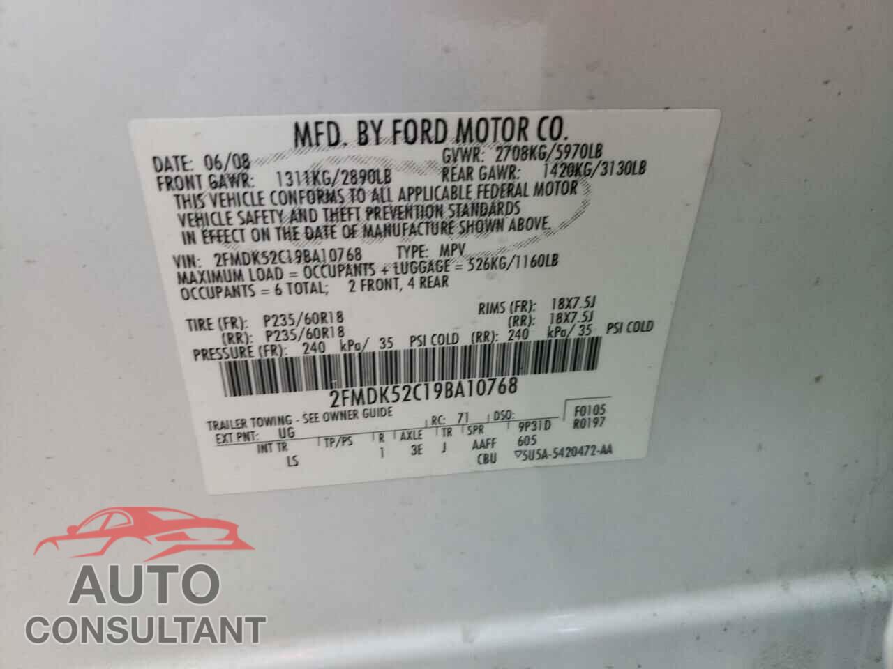 FORD FLEX 2009 - 2FMDK52C19BA10768