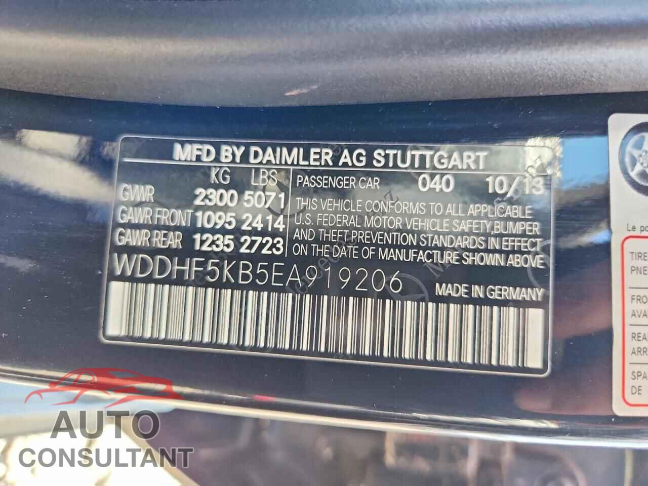 MERCEDES-BENZ E-CLASS 2014 - WDDHF5KB5EA919206