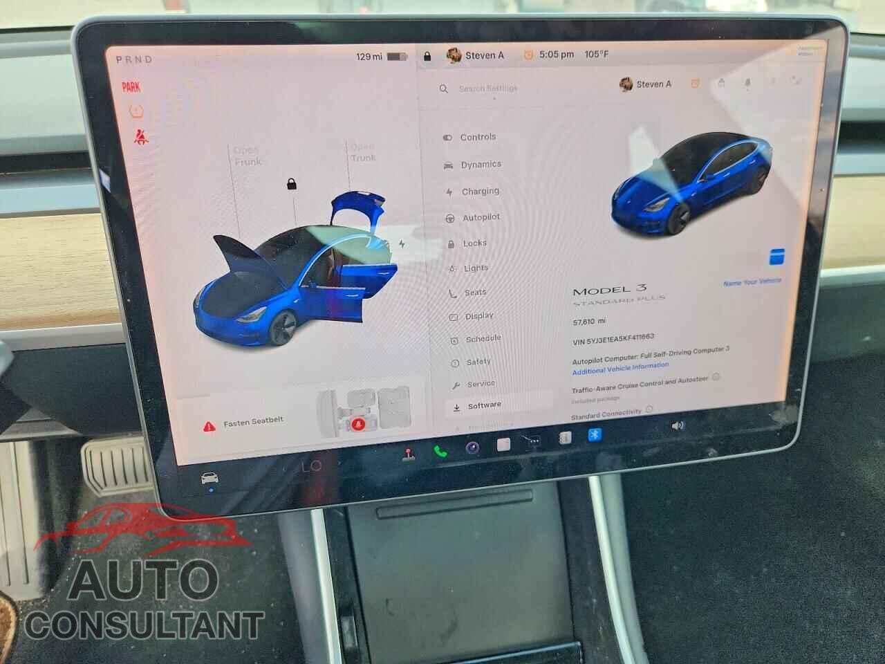 TESLA MODEL 3 2019 - 5YJ3E1EA5KF411663