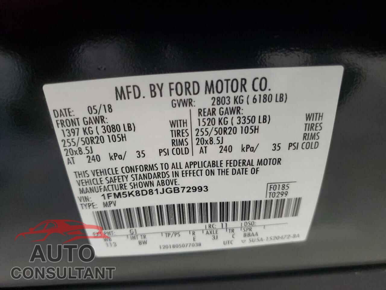 FORD EXPLORER 2018 - 1FM5K8D81JGB72993