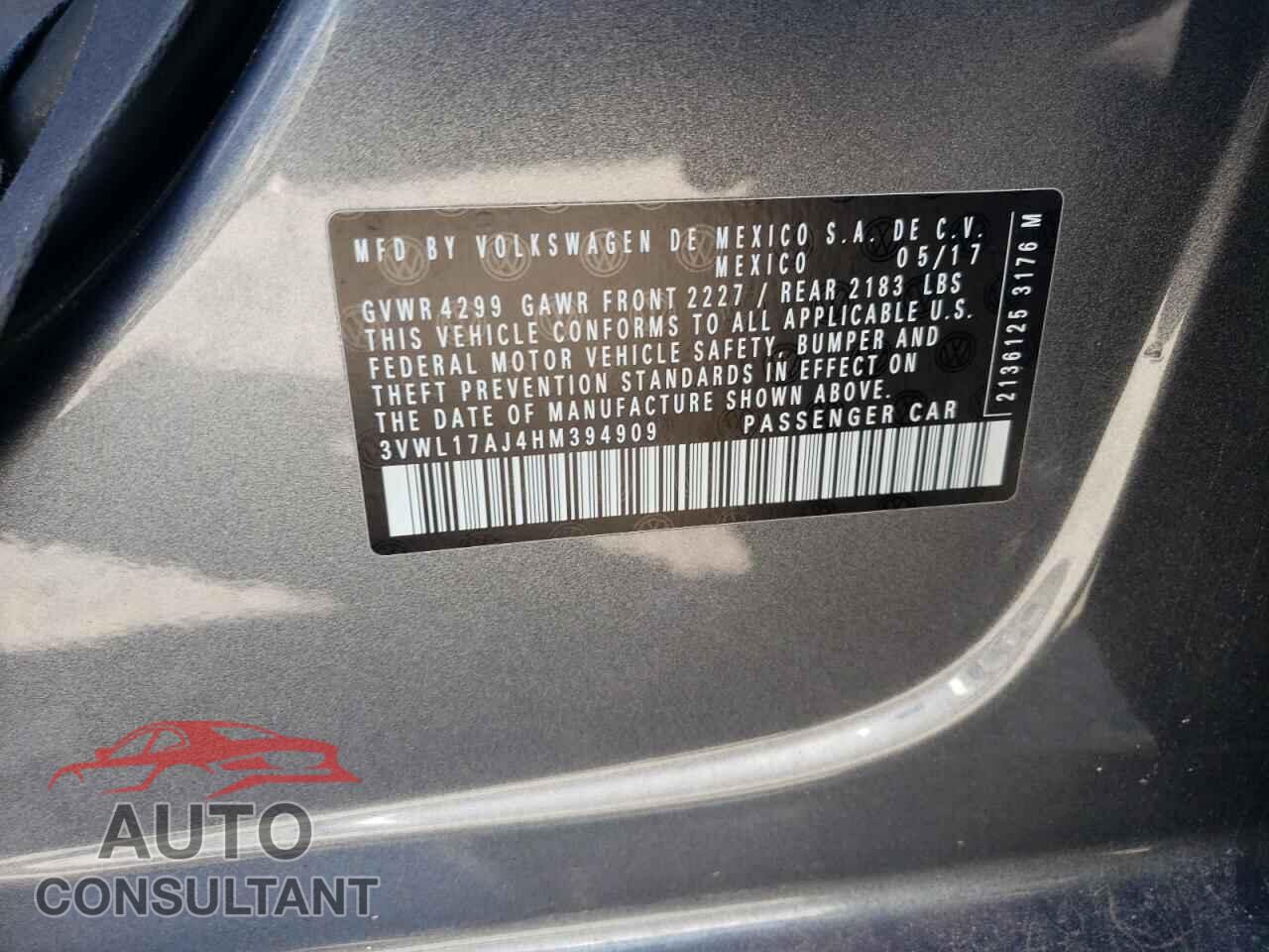 VOLKSWAGEN JETTA 2017 - 3VWL17AJ4HM394909