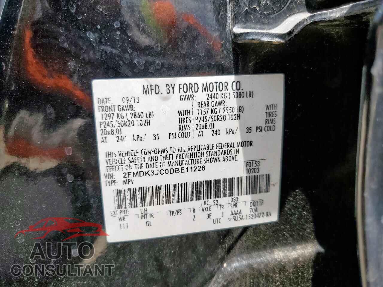 FORD EDGE 2013 - 2FMDK3JC0DBE11226