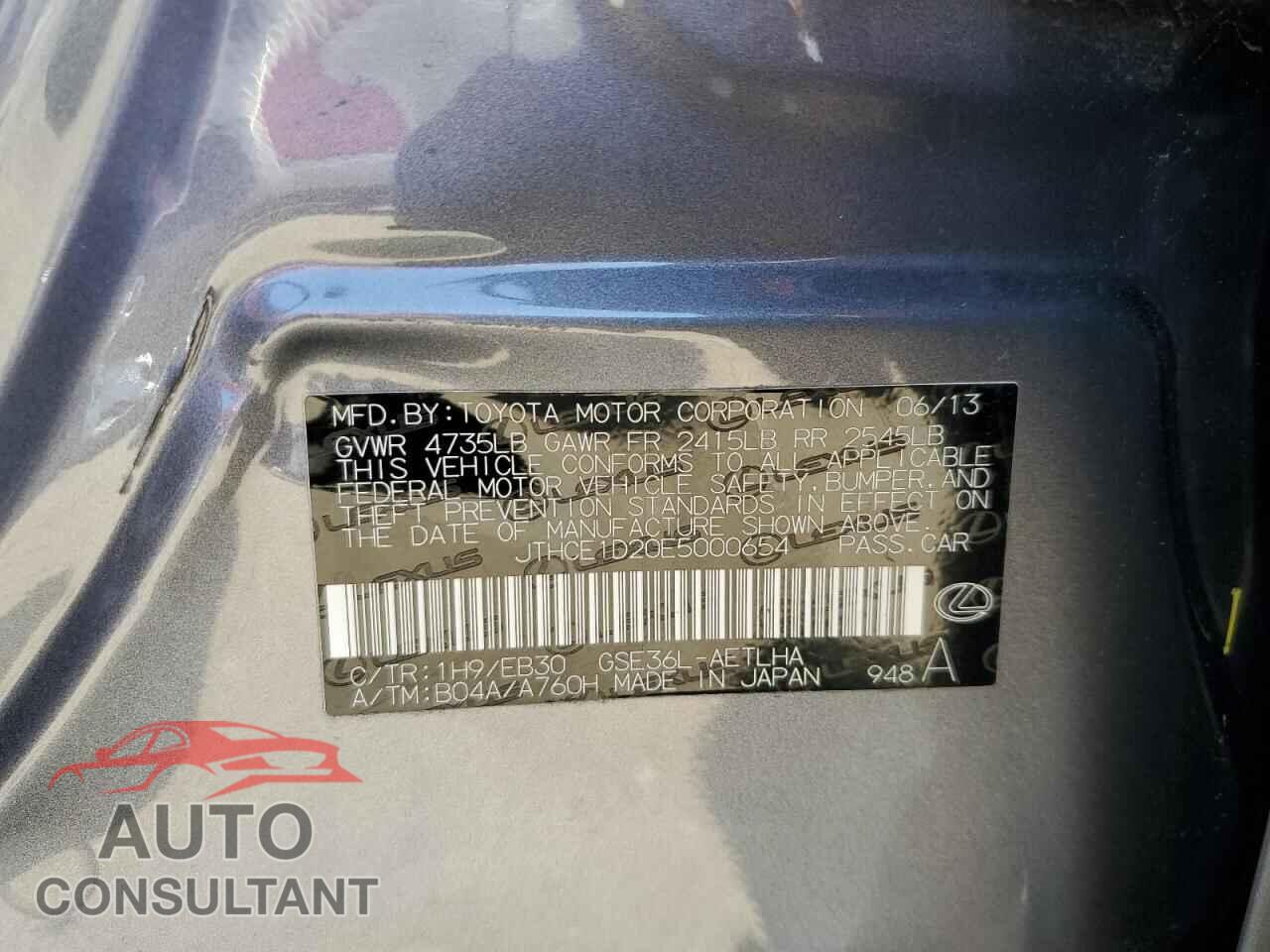 LEXUS IS 2014 - JTHCE1D20E5000654