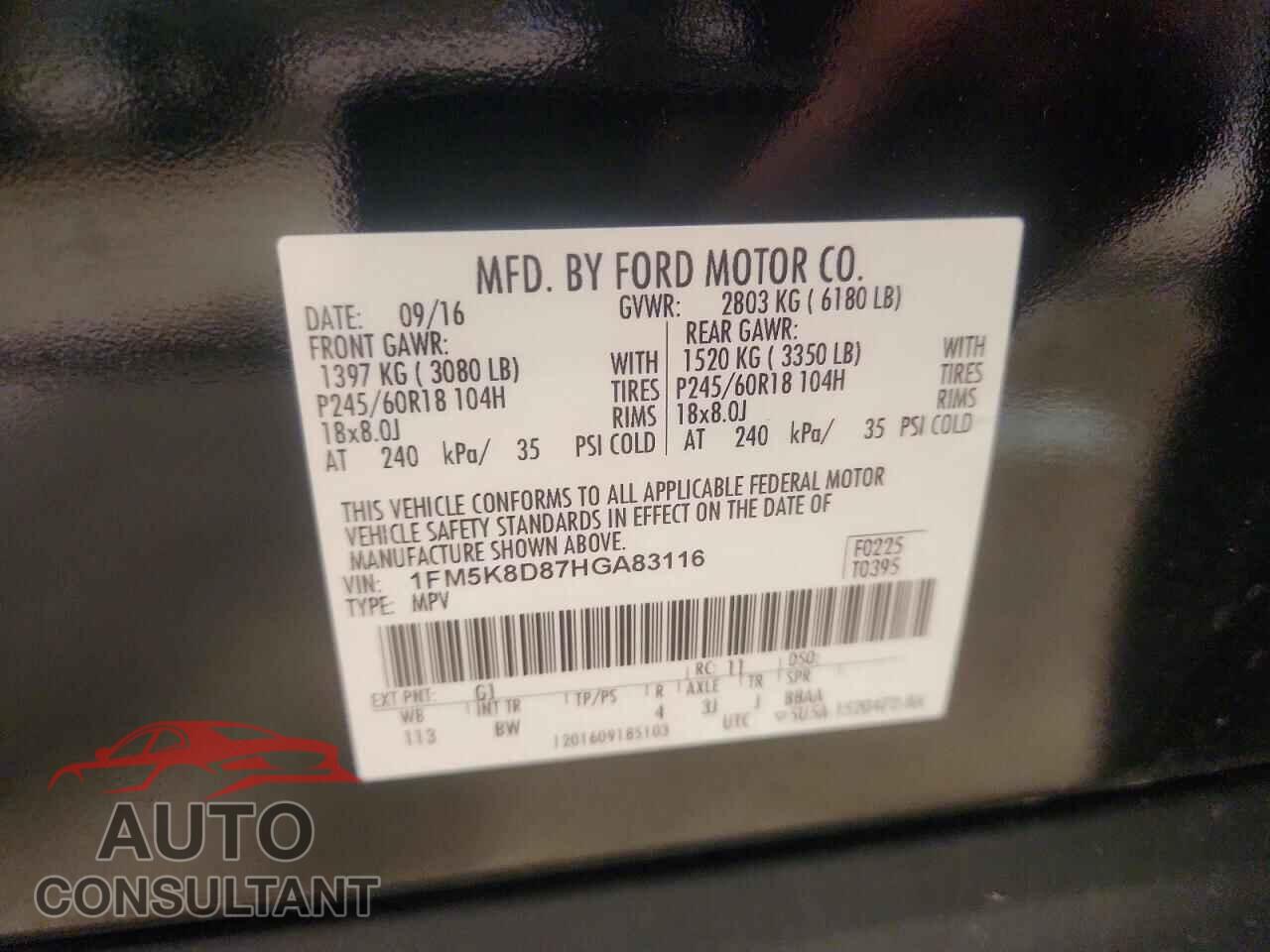FORD EXPLORER 2017 - 1FM5K8D87HGA83116