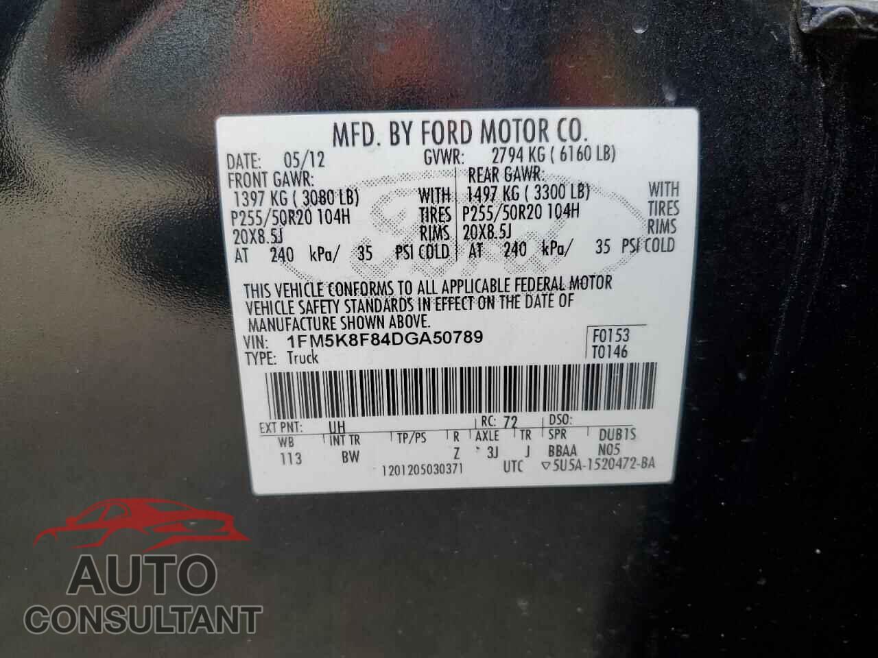 FORD EXPLORER 2013 - 1FM5K8F84DGA50789