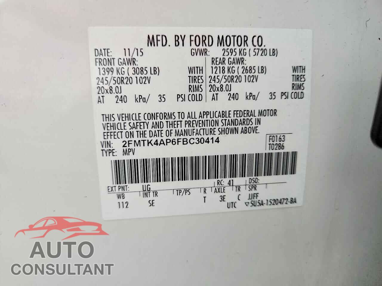 FORD EDGE 2015 - 2FMTK4AP6FBC30414