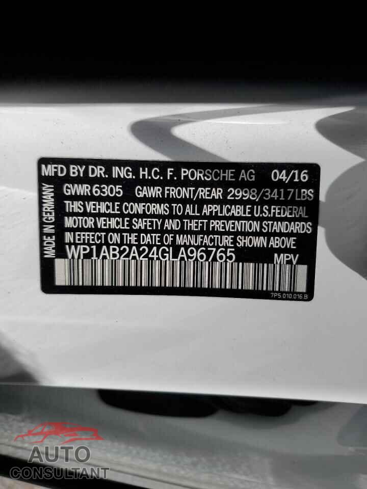 PORSCHE CAYENNE 2016 - WP1AB2A24GLA96765