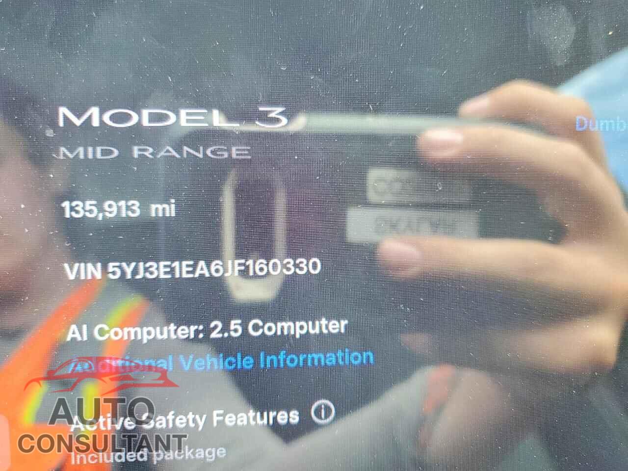 TESLA MODEL 3 2018 - 5YJ3E1EA6JF160330