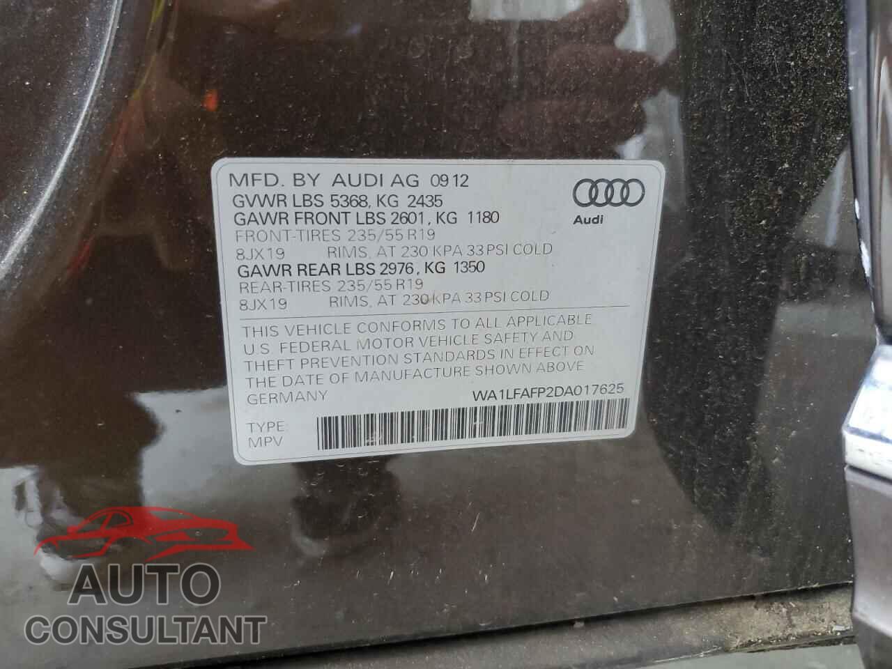 AUDI Q5 2013 - WA1LFAFP2DA017625